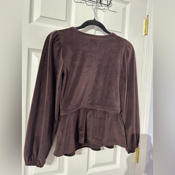 Madewell Elegant Velvet Dark Purple Wrap Top (XS) - Picture 15 of 15